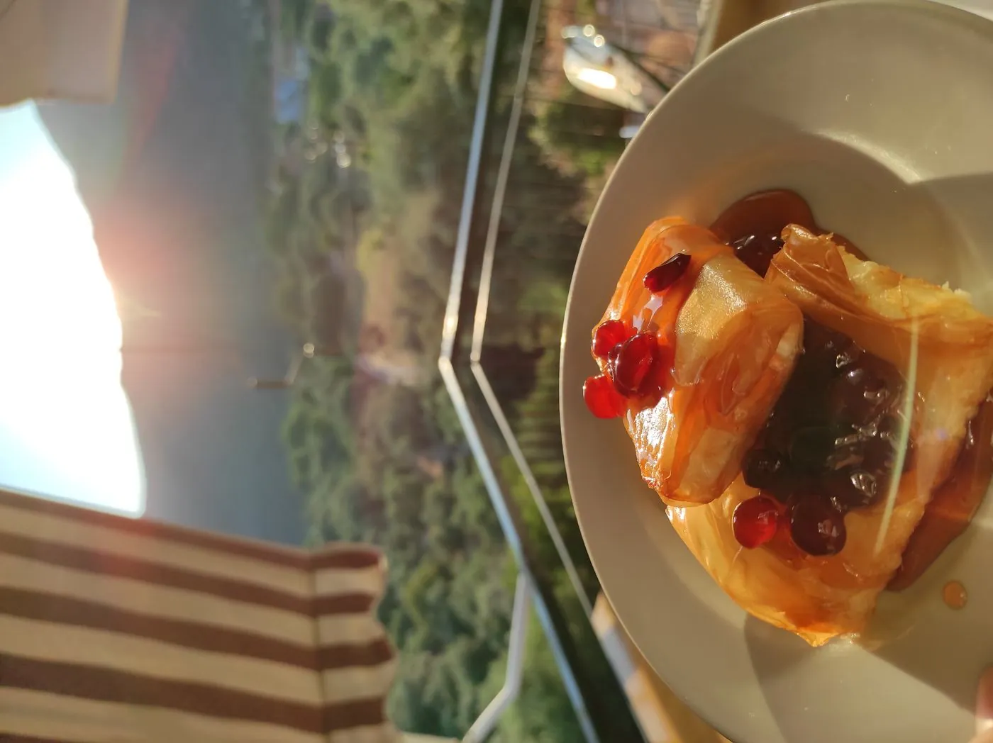 Feta pastry with sunset view