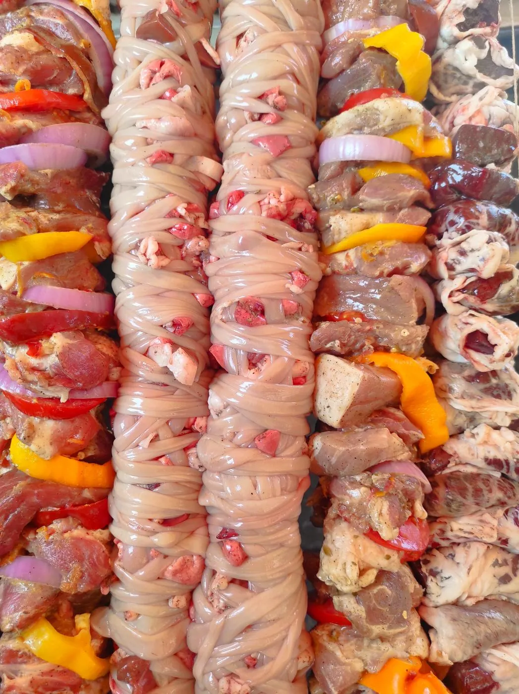 Raw skewers prepared